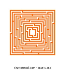 Square labyrinth/maze illustration. Conundrum isolated on white background. Square puzzle vector.