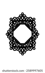 Square lace frame silhouette vector ornament.