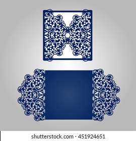 Square laser cut invitation template. Card for die cutting. 