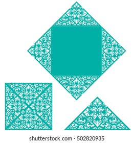 Square laser cut wedding invitation template. Card for die cutting