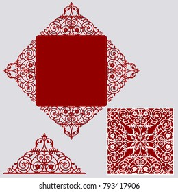 Square laser cut wedding invitation template. Card for die cutting
