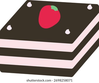 a square layer cake with strawberry on top