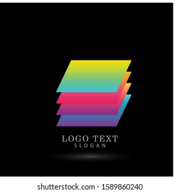 Square Layered Logo. Symbol & Icon Vector Template.