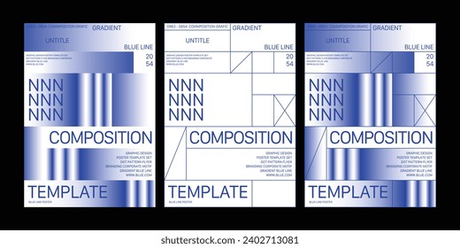 Square Layout Poster Template Set with gradient line graphic design poster printing printout brochure flyer vertical editorial design lettering typography poster box abstract rave Aesthetics Geometric