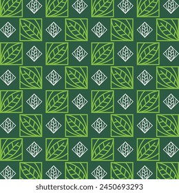 Square leaf energizing trendy multicolor repeating pattern vector illustration background design