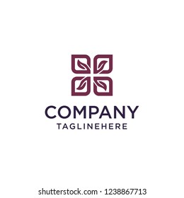 square leaf logo vector concept
