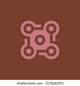 square lens network logo. camera connection symbol
