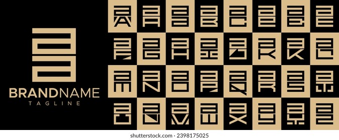 Letra cuadrada Juego de diseño de logotipo AA. 