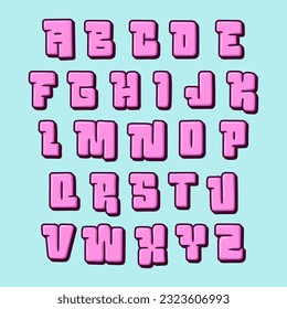 Square Letter Alphabet Vector Isolated Font