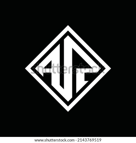 Square letter AZ or ZA logo in white color islated on black background. The logo is suitable for clothing apparel brand logo