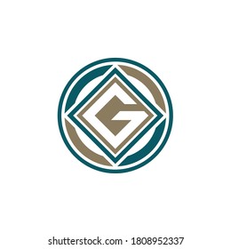 Square letter G in circle, vector