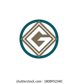 Square letter G in circle, vector
