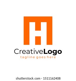 Square Letter H and M Logo Design Business Logo Template Flat Vector Illustration