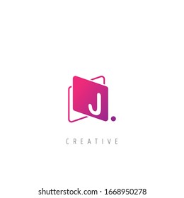 Logotipo De Letra Cuadrada J Con Punto. Plantilla de ilustración del vector de diseño