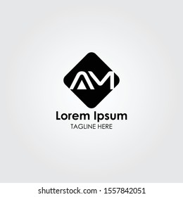 AM Square Letter logo Vector design. logotype AM letter design. AM font type logo.