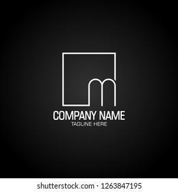 Square Letter M Logo line art. vector illustration