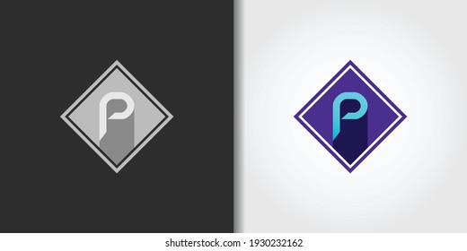square letter p logo set idea template vector