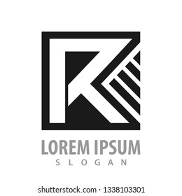 Square letter R concept design. Symbol graphic template element 