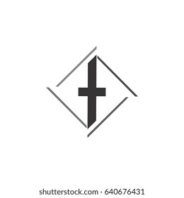 Square with letter t logo design