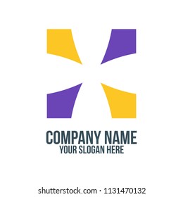 square letter x teamwork and abstract company logo concept