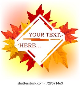 Square lettering and the autumn leaves in the background