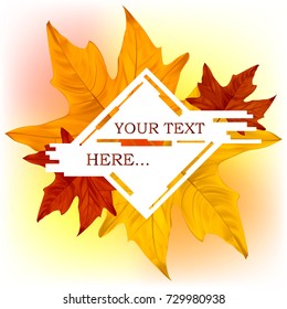 Square lettering with colorful autumn leaves in the background