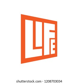 Square Lettering Life Logo template with orange color