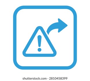 Square light blue icon tracking safe alternative exit route out of alert danger zone. Corporate emergency evacuation workflow map plan template element.