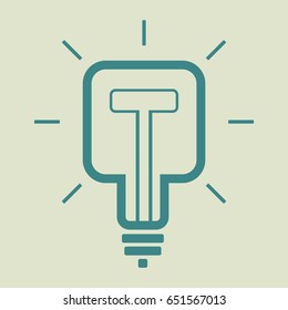 Square light bulb, single icon. New idea concept. Vector