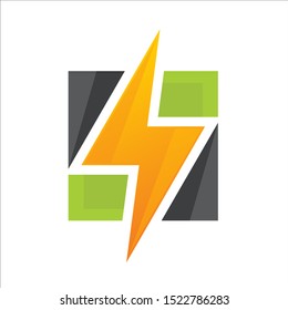 Square Lightning bolt logo design
