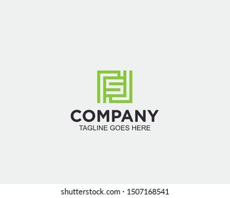 square line art vector S letter green 