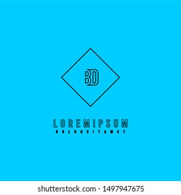 square line BD logo letter isolated on blue background design simple concept