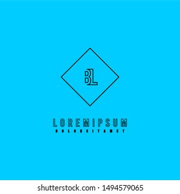 square line BL logo letter isolated on blue background design simple concept