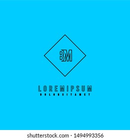 square line BM logo letter isolated on blue background design simple concept