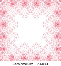 Square line border frame with abstract guilloche lace contour on white (transparent) background. Space for text can be used for invitations, poster or greeting cards. Vector illustration eps