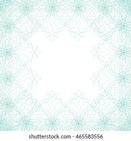 Square line border frame with abstract guilloche lace contour on white (transparent) background. Space for text can be used for invitations, poster or greeting cards. Vector illustration eps