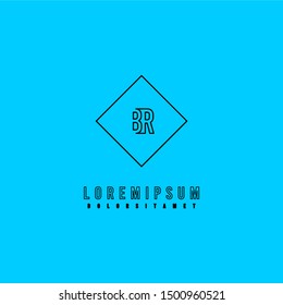 square line BR logo letter isolated on blue background design simple concept