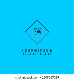 square line BW logo letter isolated on blue background design simple concept