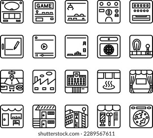 square line drawing icon set
