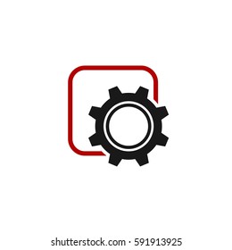 Square Line Icon Gear Logo Template. Vector EPS 10.