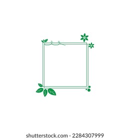 Square line, leaf frame geometric symbol simple logo vector