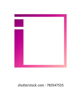 Square Line Letter I Initial Logo