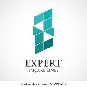 Square line of luxury group abstract vector and logo design or template rectangle business icon of company identity symbol concept