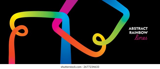 Square Line Rainbow, Pattern Shapes, Colorful Abstract Background, 3D Wave Gradient, Vector illustration.