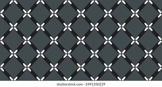 Square line shape pattern stylish black white grey background seamless vector graphic. Abstract lineal tiles minimal geometric design fabric, textile, wallpaper. Easy to recolor all over print block.