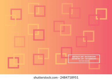 Square and Line Shapes Orange and Yellow Colors with Gradient Backdrop Modern Abstract Background Geometric Background