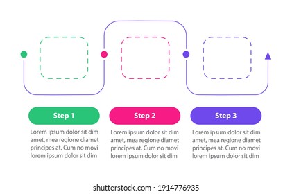 Square linear vector infographic template in simple style. Blank presentation design elements with text space. Data visualization with 3 steps. Process timeline chart. Workflow layout with copyspace