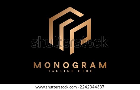 Square lineart or AD logo vector monogram template