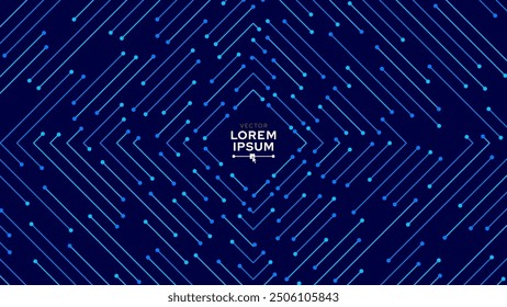 Square Lines Digital Tech Circuit Pattern. Technology Background of Straight Lines and Dot Connections. Abstract Big Data Transmission Internet Network. Vector Illustration.