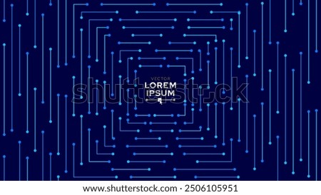 Square Lines Digital Tech Circuit Pattern. Technology Background of Straight Lines and Dot Connections. Abstract Big Data Transmission Internet Network. Vector Illustration.
